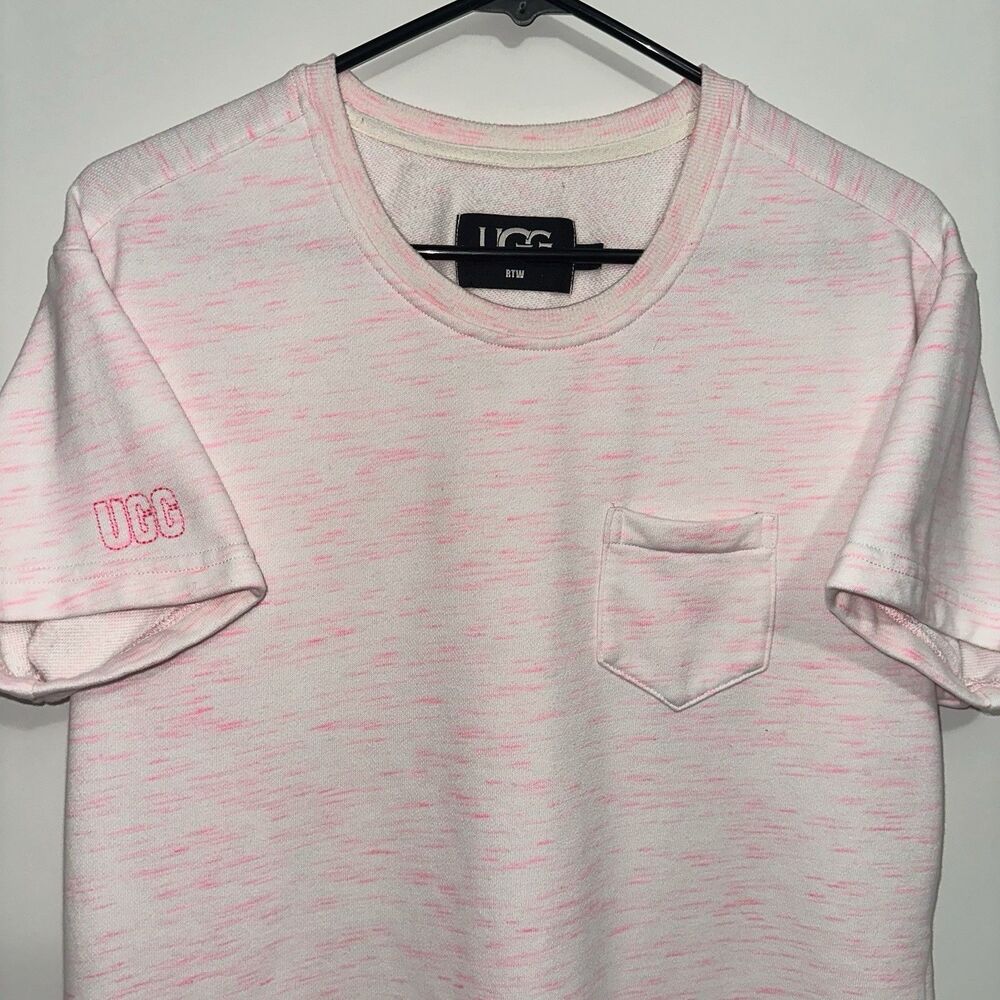 UGG Nadia French Terry Lounge T-Shirt Shift Dress Hot Pink Size S Front Pocket